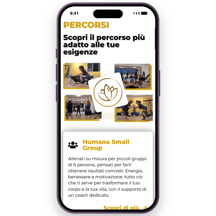 La sezione dei percorsi sul sito di Humana Fitness Lab