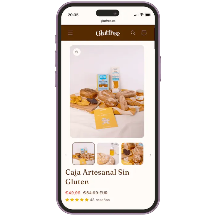 Scheda prodotto dell'e-commerce Glutfree
